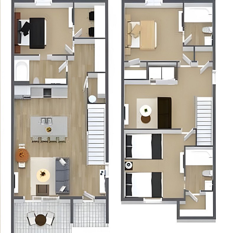 3 Bd / 3 Ba / Sleeps 8 / The hub